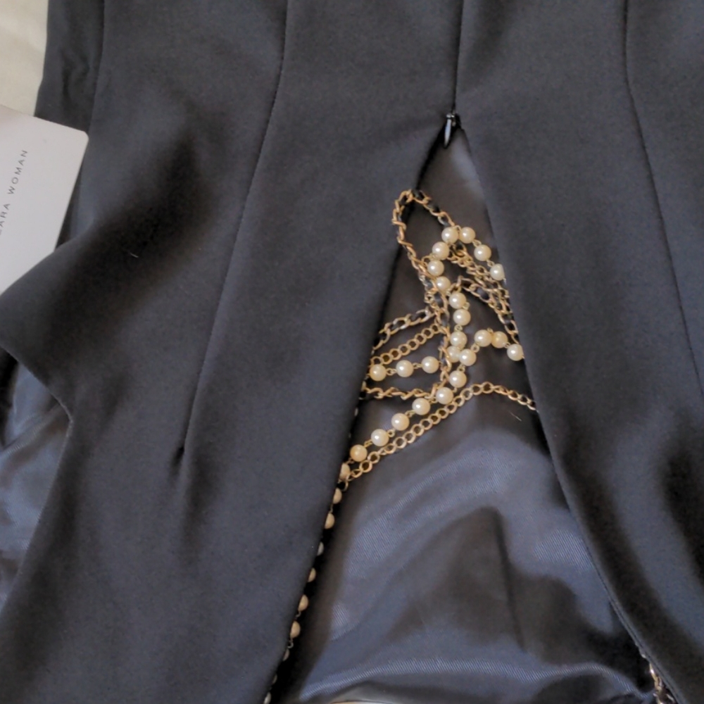 New with tags Zara black dress with pearls sz L